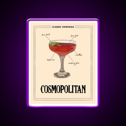 Classic Cocktails Cosmo Cocktail Bar Decor Led Neon Sign Rgb Color - LED neon sign view 9