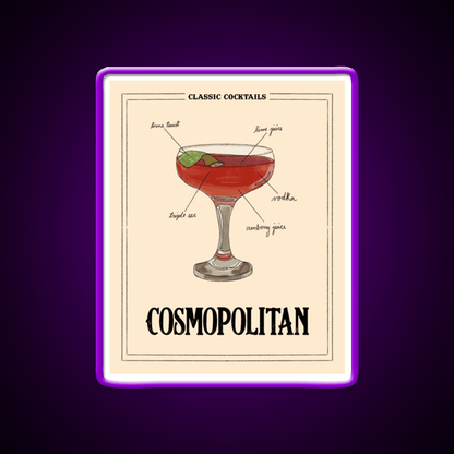 Classic Cocktails Cosmo Cocktail Bar Decor Led Neon Sign Rgb Color - Shineneon