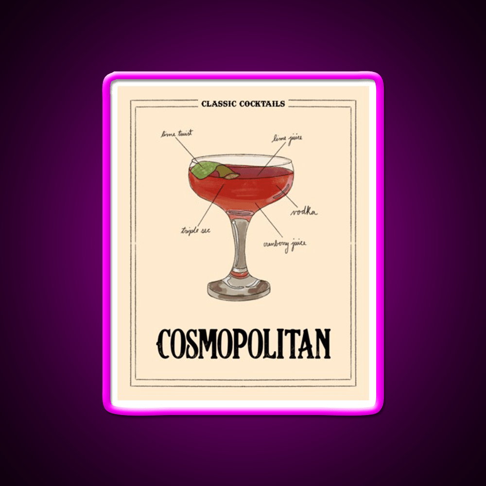 Classic Cocktails Cosmo Cocktail Bar Decor Led Neon Sign Rgb Color - Shineneon