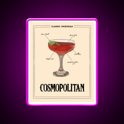 Classic Cocktails Cosmo Cocktail Bar Decor Led Neon Sign Rgb Color - Shineneon