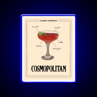 Classic Cocktails Cosmo Cocktail Bar Decor Led Neon Sign Rgb Color - Shineneon