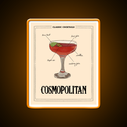 Classic Cocktails Cosmo Cocktail Bar Decor Led Neon Sign Rgb Color - Shineneon