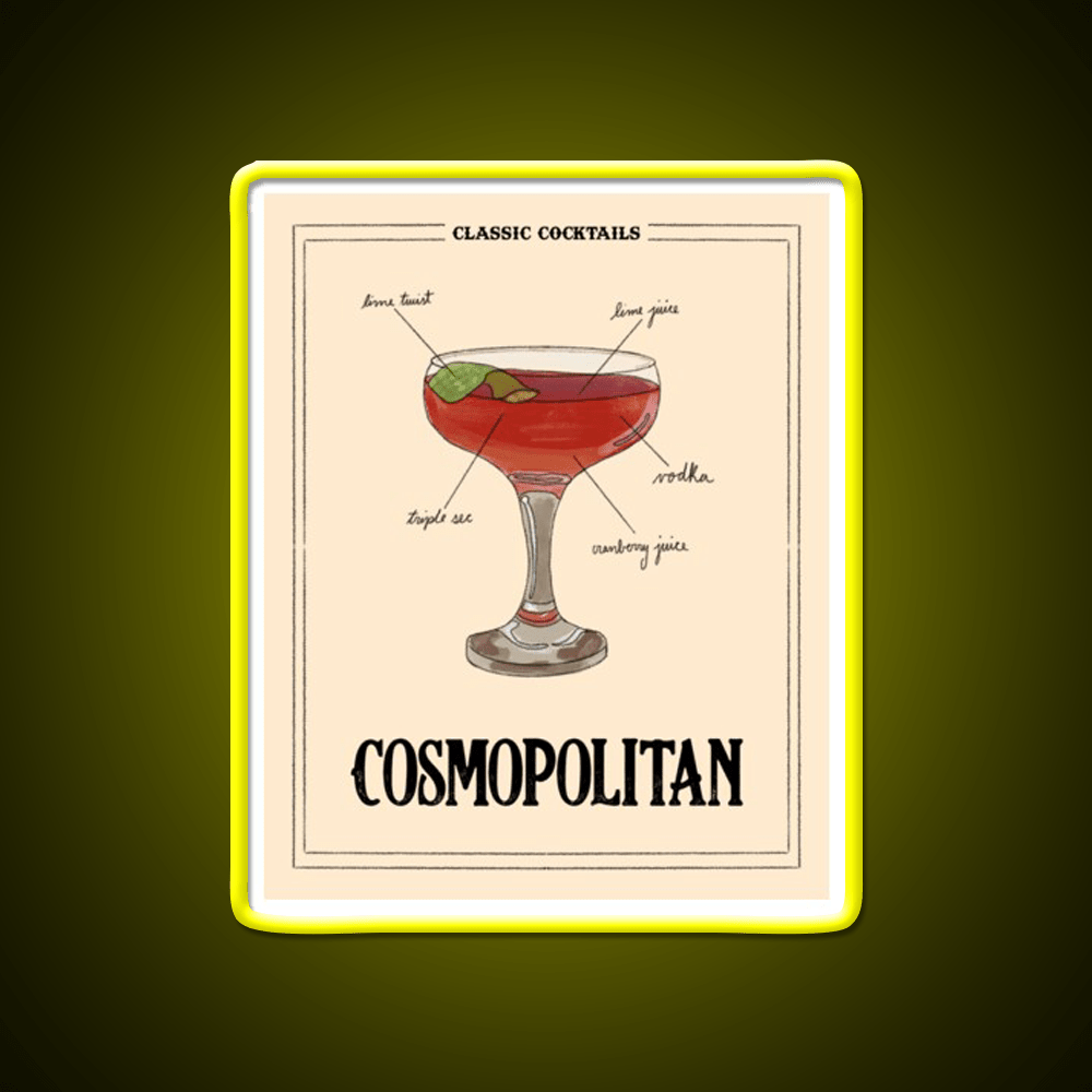 Classic Cocktails Cosmo Cocktail Bar Decor Led Neon Sign Rgb Color - Shineneon