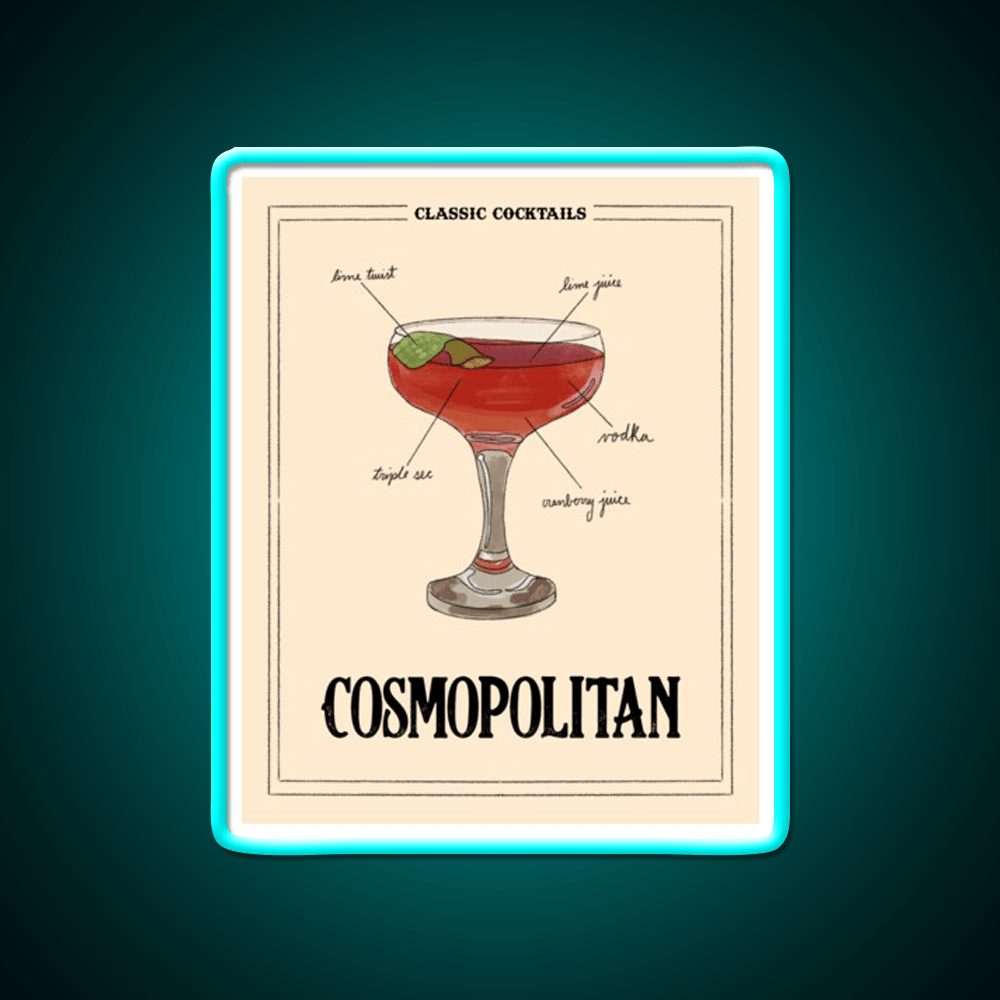 Classic Cocktails Cosmo Cocktail Bar Decor Led Neon Sign Rgb Color - Shineneon