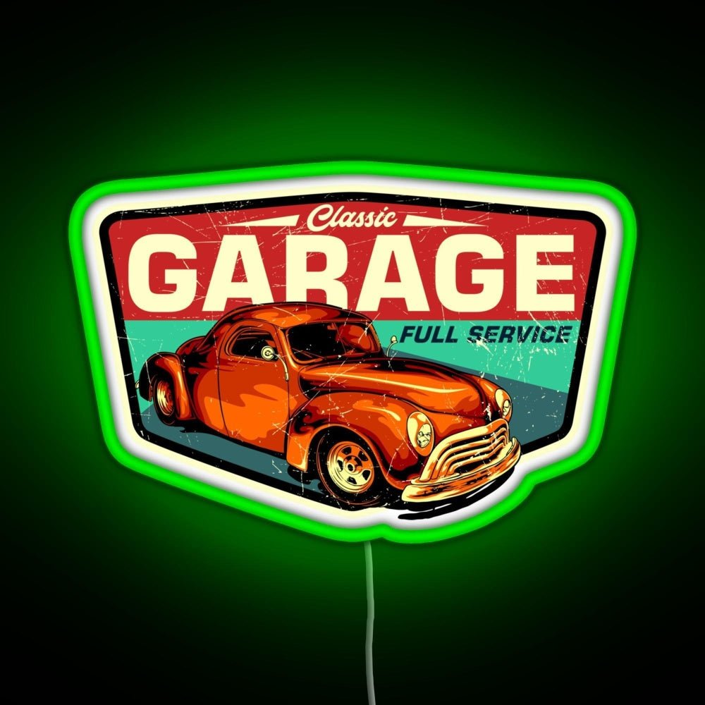 Classic Garage Retro Full Service Sign Rgb Neon Sign - Shineneon