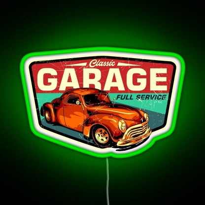 Classic Garage Retro Full Service Sign Rgb Neon Sign - Shineneon