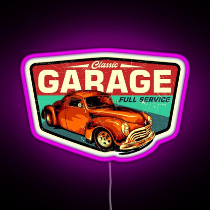 Classic Garage Retro Full Service Sign Rgb Neon Sign - Shineneon