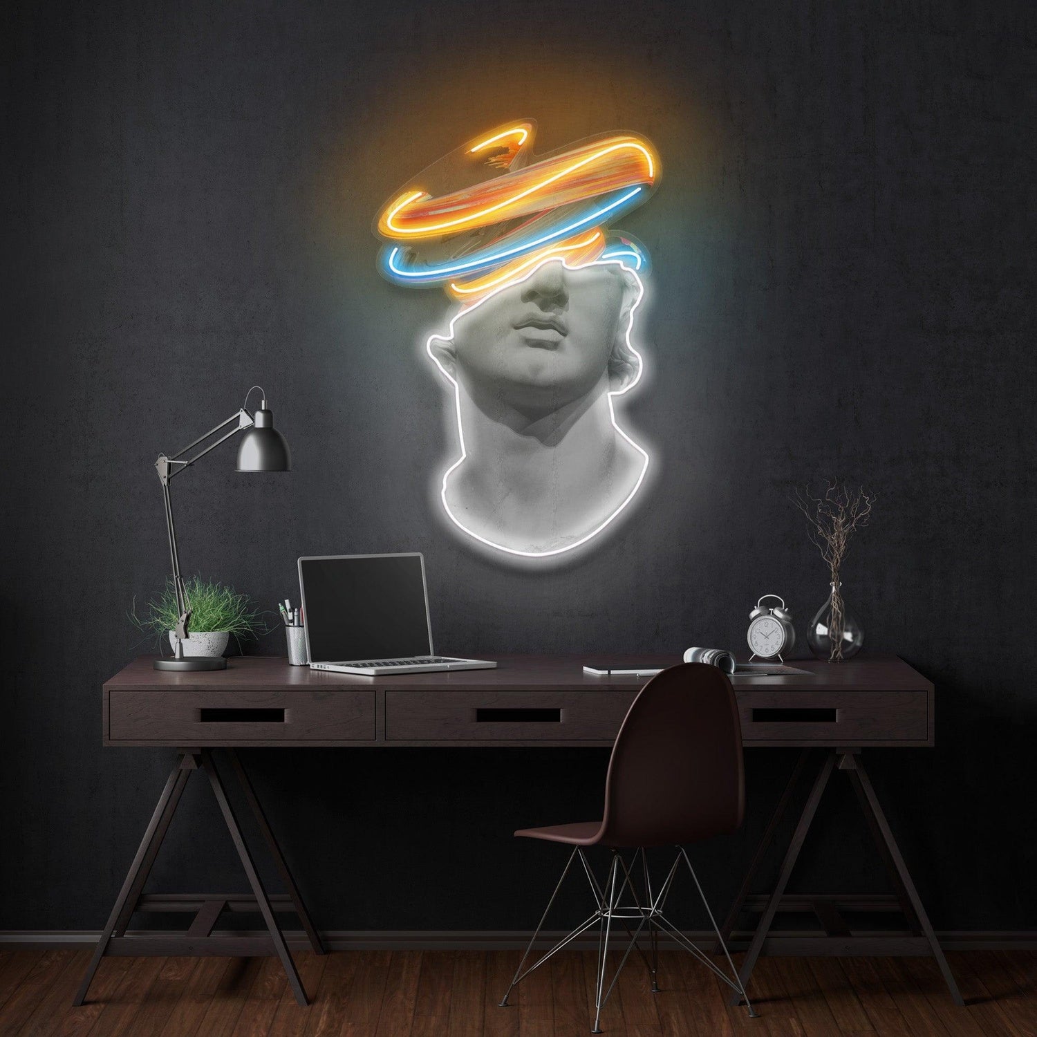 Classic Greek Statue Multicolor Halo Uv Printed Led Neon Sign For Artistic Indoor Decor | Shineneon