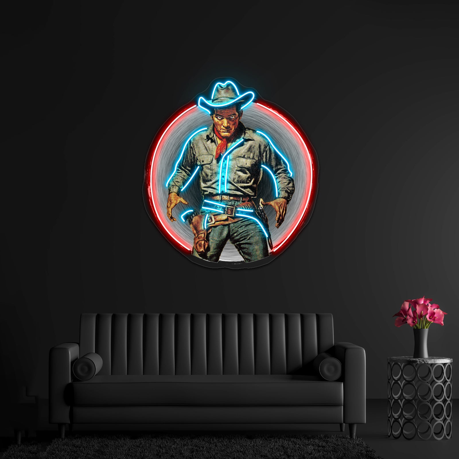 Classic Gunslinger Artwork Business Led Sign | Shineneon