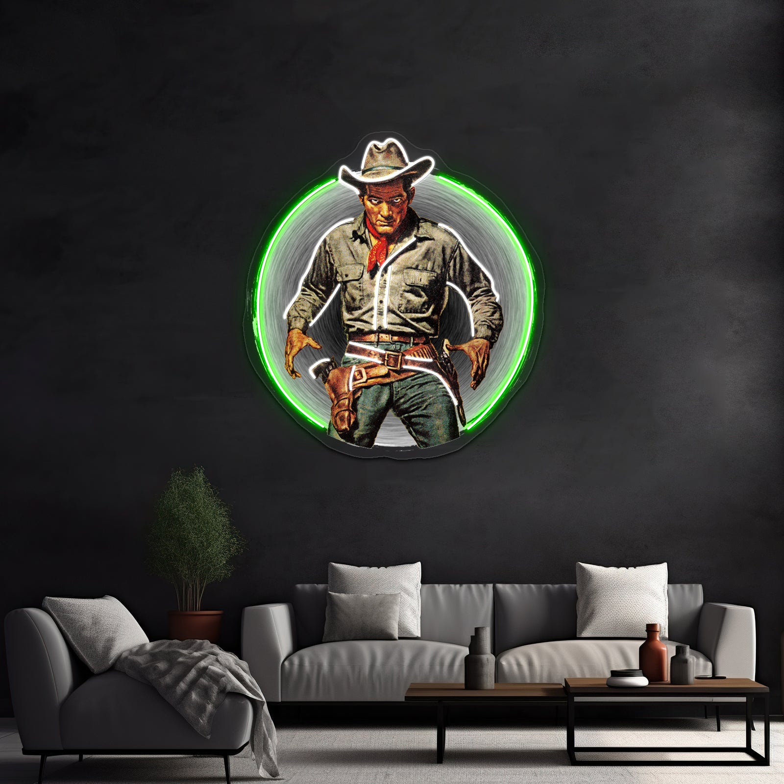 Classic Gunslinger Artwork Business Led Sign | Shineneon