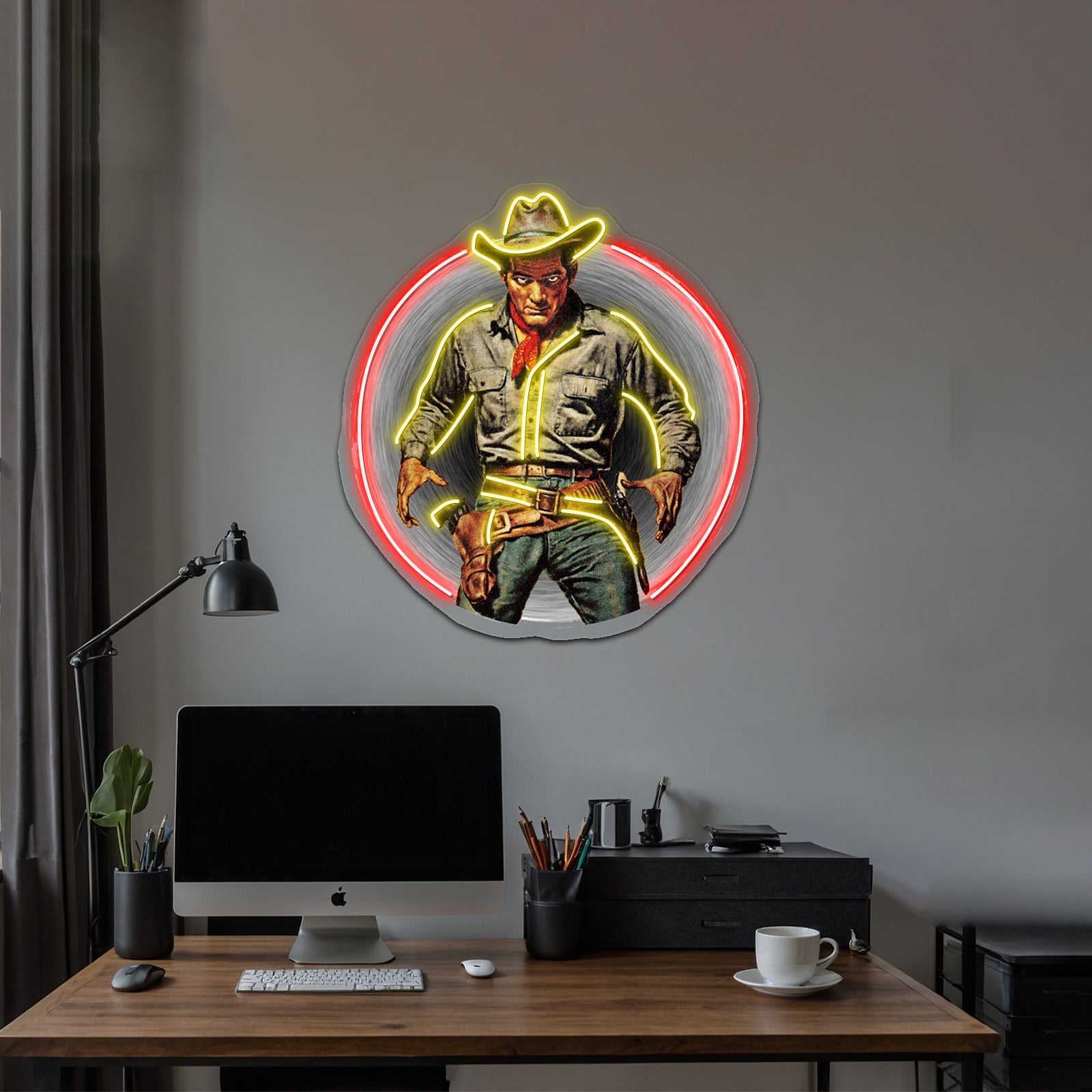 Classic Gunslinger Artwork Business Led Sign | Shineneon