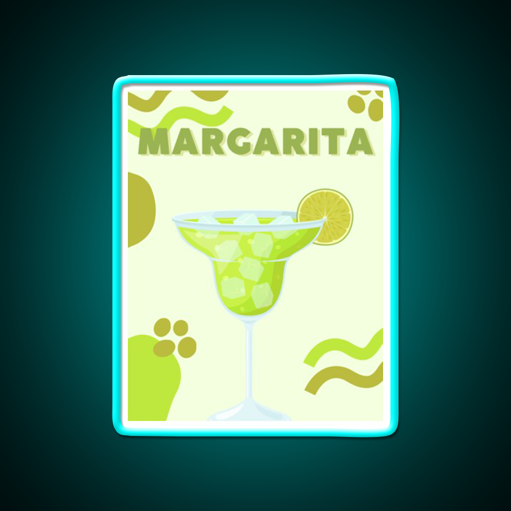 Classic Margarita Aesthetic Cocktail Bar Decor Led Neon Sign Rgb Color - Size and dimension reference