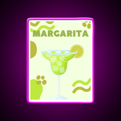 Classic Margarita Aesthetic Cocktail Bar Decor Led Neon Sign Rgb Color - Neon sign mounted on wall in room