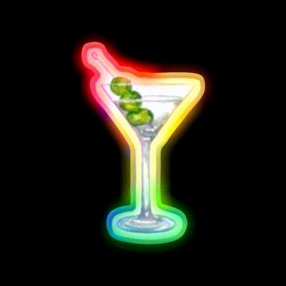 Classic Martini Glass With Olives Cocktail Bar Decor Led Neon Sign Rgb Color - LED neon sign close-up detail