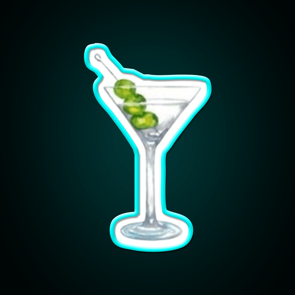 Classic Martini Glass With Olives Cocktail Bar Decor Led Neon Sign Rgb Color - Shineneon