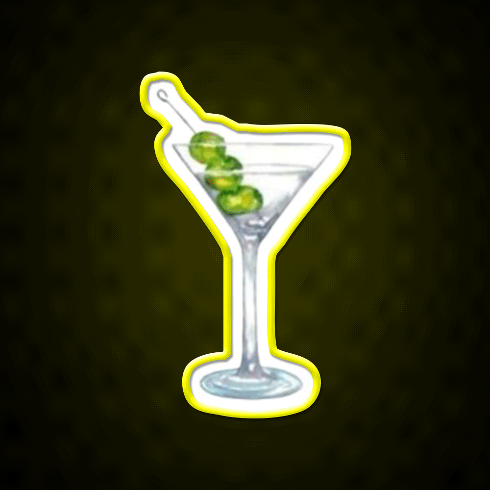 Classic Martini Glass With Olives Cocktail Bar Decor Led Neon Sign Rgb Color - Custom LED neon sign front view