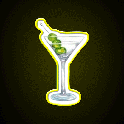 Classic Martini Glass With Olives Cocktail Bar Decor Led Neon Sign Rgb Color - Custom LED neon sign front view