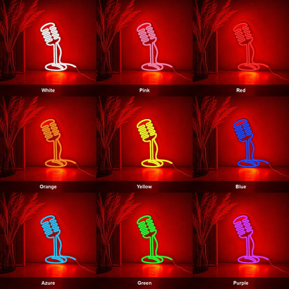 Classic Microphone LED Neon Sign color grid