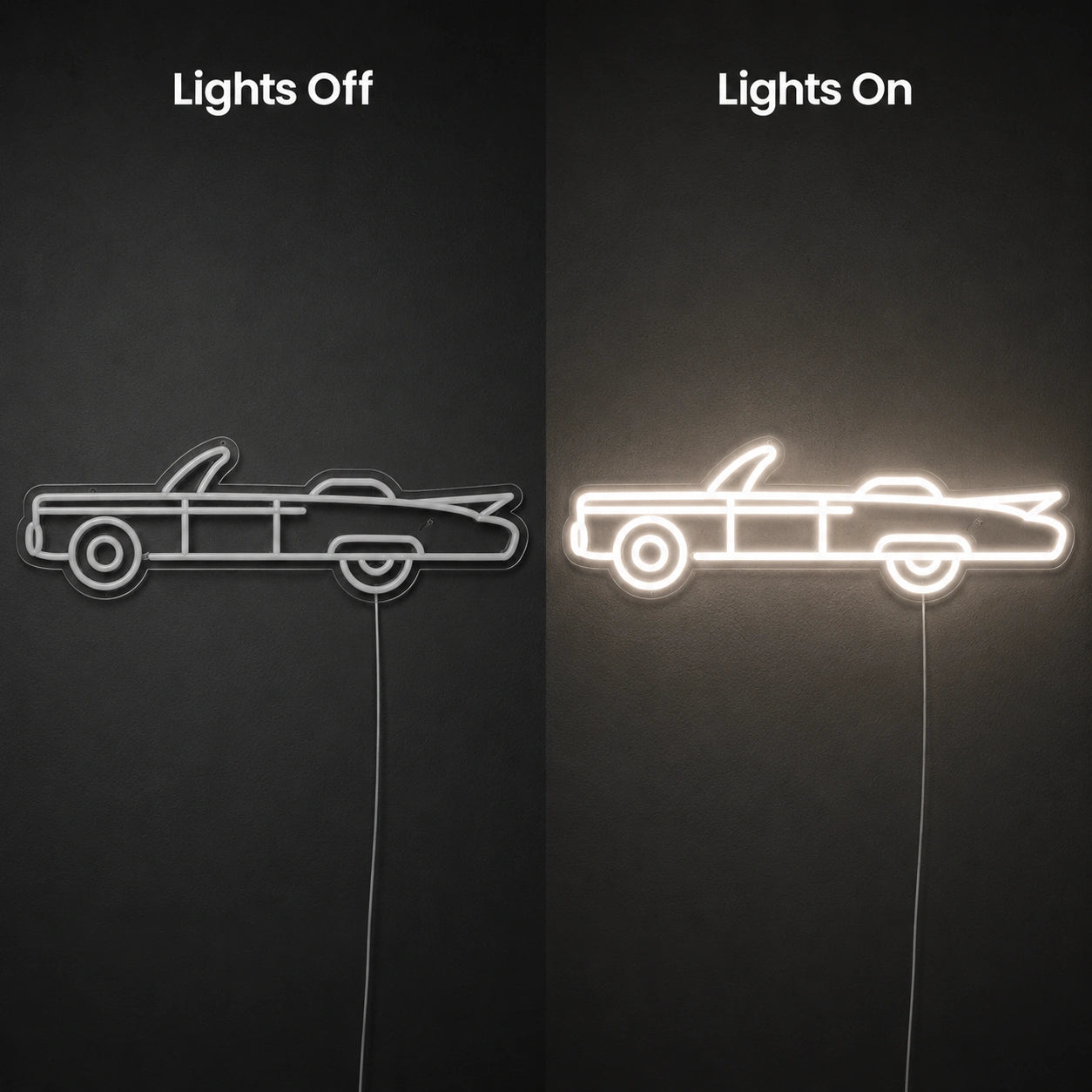 Classic Pickup Neon Sign LED Neon Sign day and night comparison