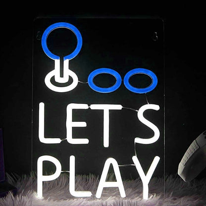 Classic Retro Arcade Joystick Lets Play Game Led Neon Sign - Shineneon