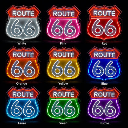 Classic Route 66 Wall Neon Sign LED Neon Sign color grid