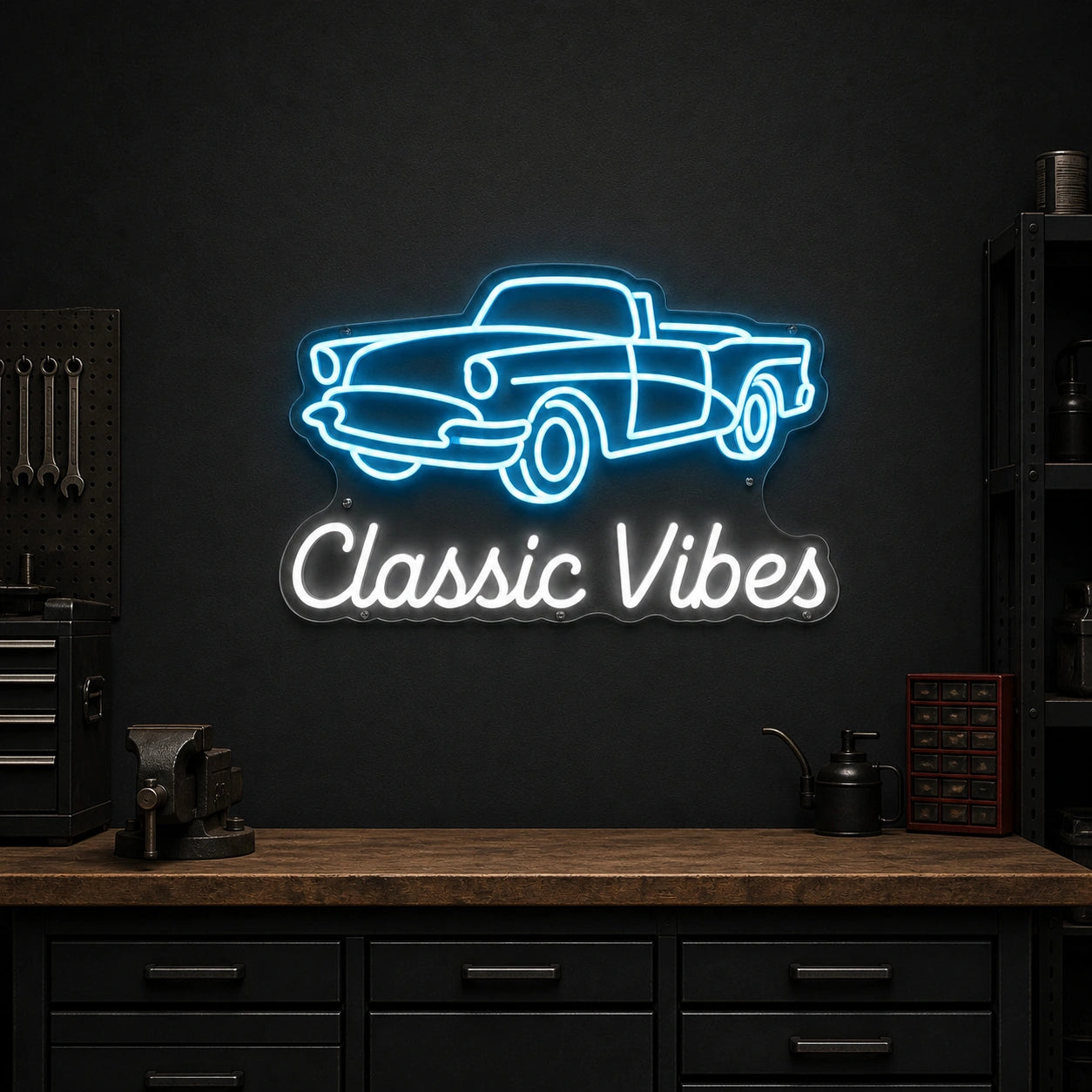 Classic Vibes Pickup Truck Vintage LED Neon Sign size image