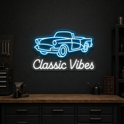 Classic Vibes Pickup Truck Vintage LED Neon Sign size image