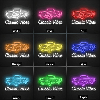 Classic Vibes Pickup Truck Vintage LED Neon Sign color grid
