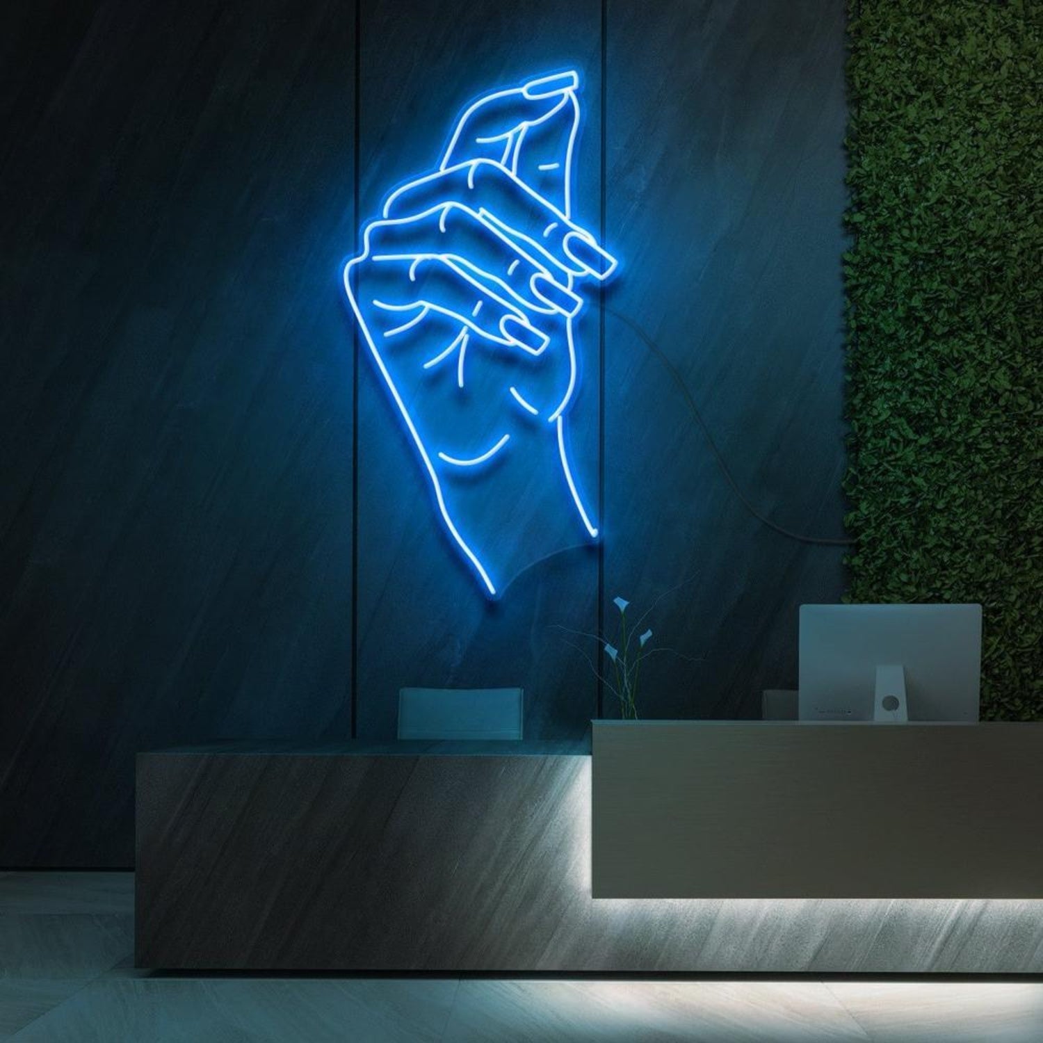 Classy Claws Blue Hand-Outline Led Neon Sign For Reception Decor | Shineneon
