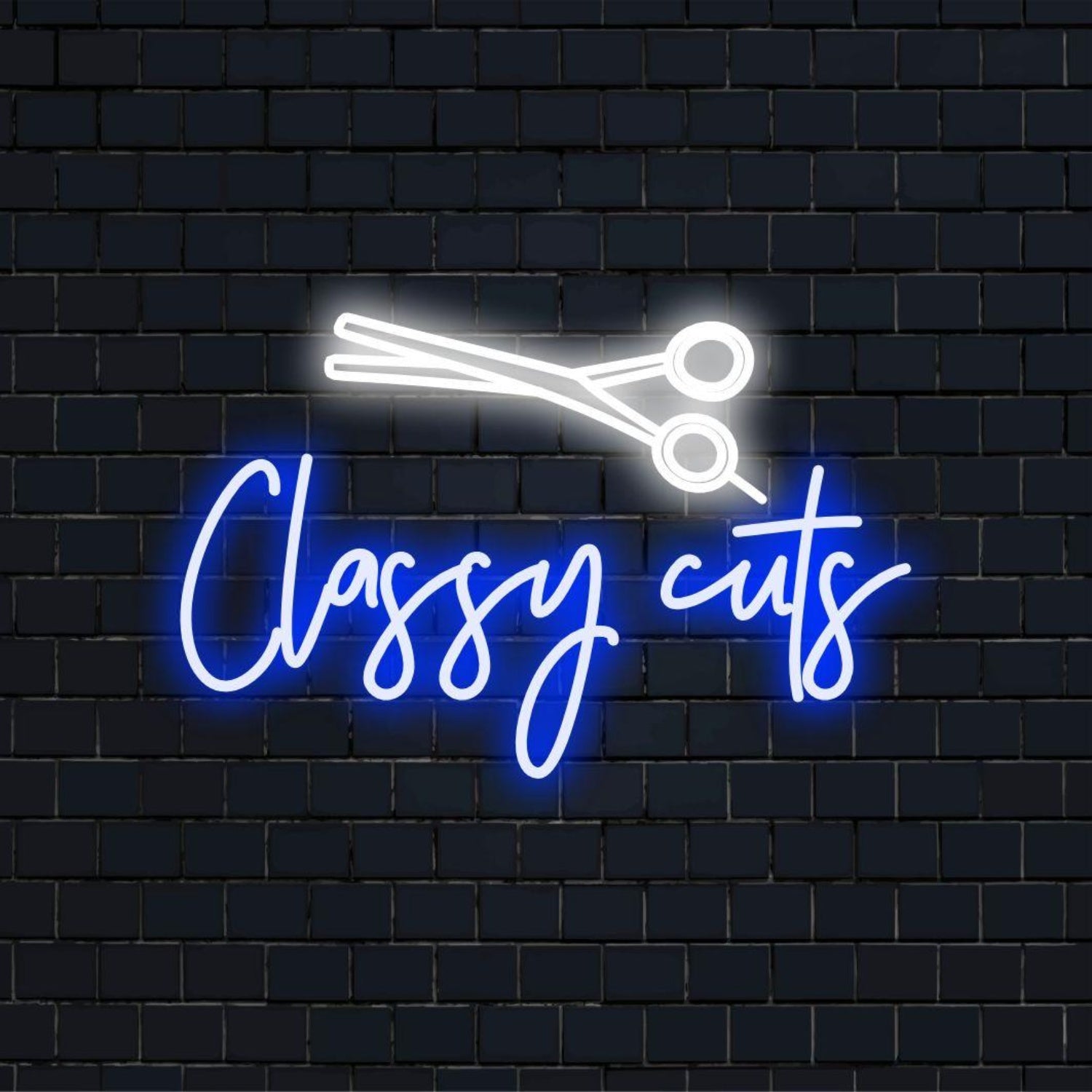 Classy Cuts Scissors Blue-White Led Neon Sign For Salon Wall Decor | Shineneon