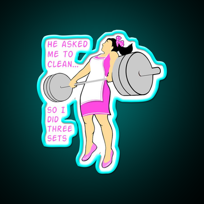 Cleaning With Weights Gym Fitness Led Neon Sign Rgb Color