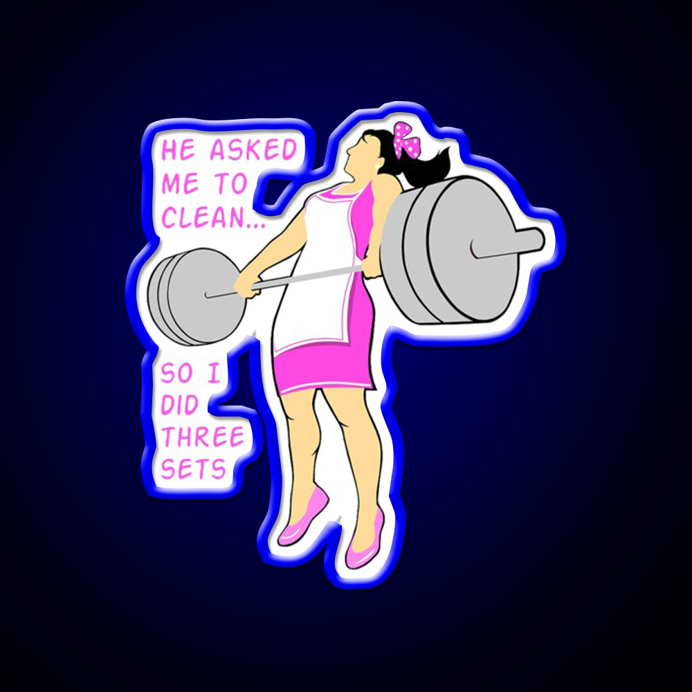 Cleaning With Weights Gym Fitness Led Neon Sign Rgb Color