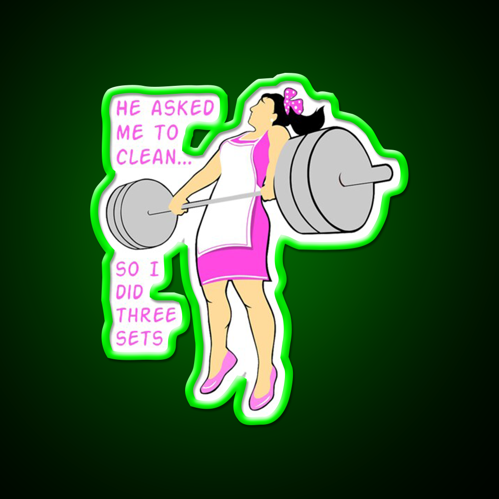 Cleaning With Weights Gym Fitness Led Neon Sign Rgb Color