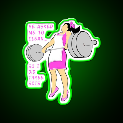 Cleaning With Weights Gym Fitness Led Neon Sign Rgb Color