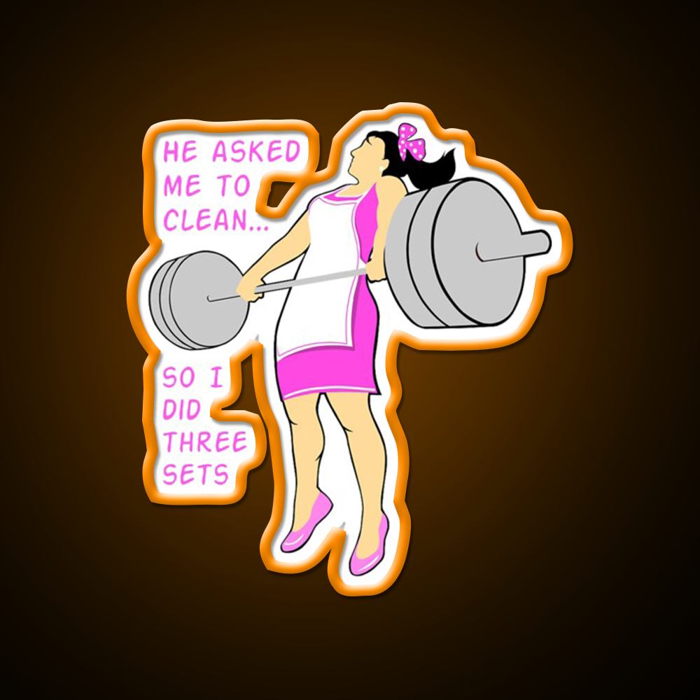 Cleaning With Weights Gym Fitness Led Neon Sign Rgb Color