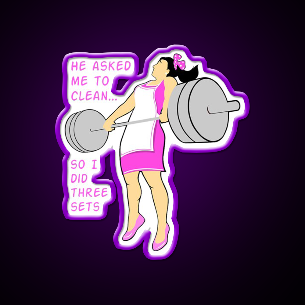 Cleaning With Weights Gym Fitness Led Neon Sign Rgb Color