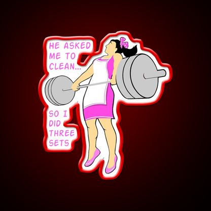 Cleaning With Weights Gym Fitness Led Neon Sign Rgb Color