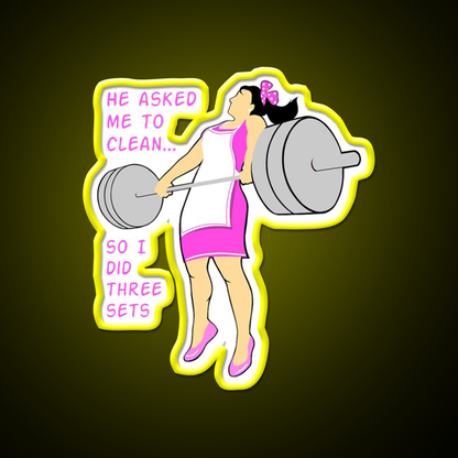 Cleaning With Weights Gym Fitness Led Neon Sign Rgb Color