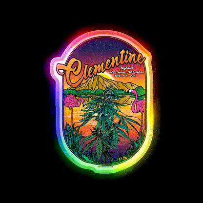 Clementine Strain Art Hemp Inspired Green Leaf Led Neon Sign Rgb Color - LED neon sign close-up detail