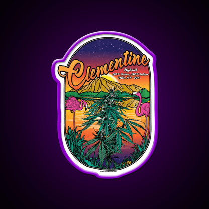 Clementine Strain Art Hemp Inspired Green Leaf Led Neon Sign Rgb Color - Shineneon