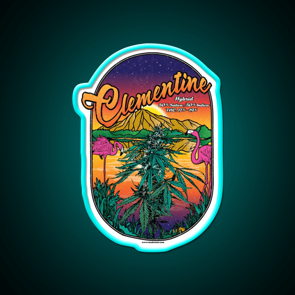 Clementine Strain Art Hemp Inspired Green Leaf Led Neon Sign Rgb Color - Shineneon