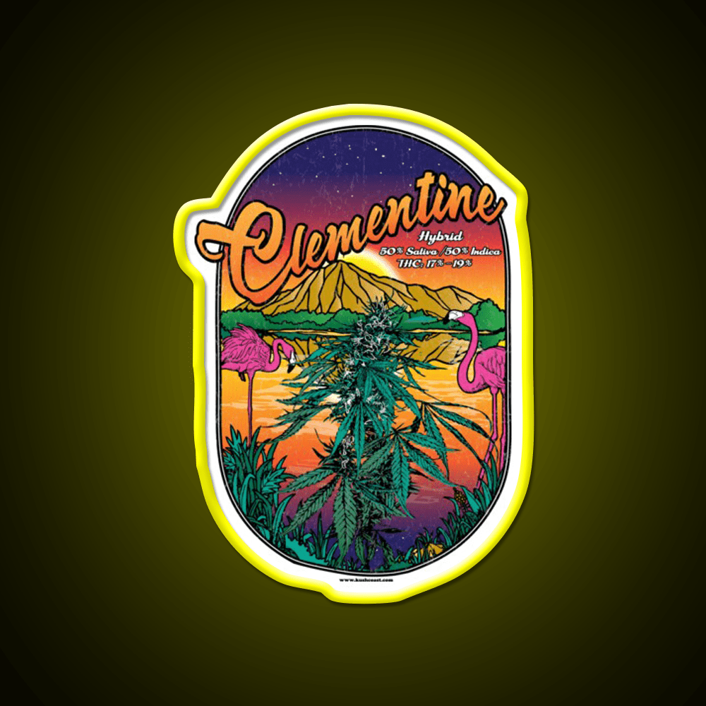 Clementine Strain Art Hemp Inspired Green Leaf Led Neon Sign Rgb Color - Shineneon