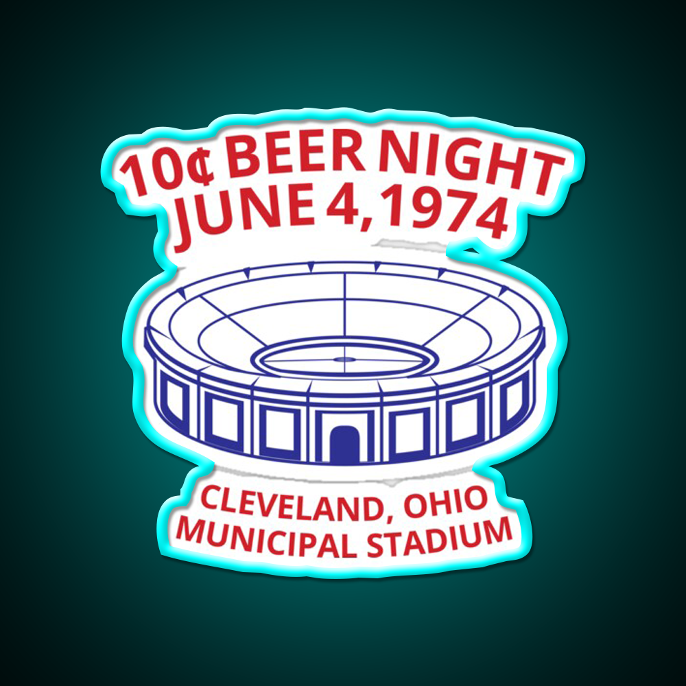 Cleveland Baseball 10 Cent Beer Night Souvenir Beer Bar Decor Led Neon Sign Rgb Color - Size and dimension reference