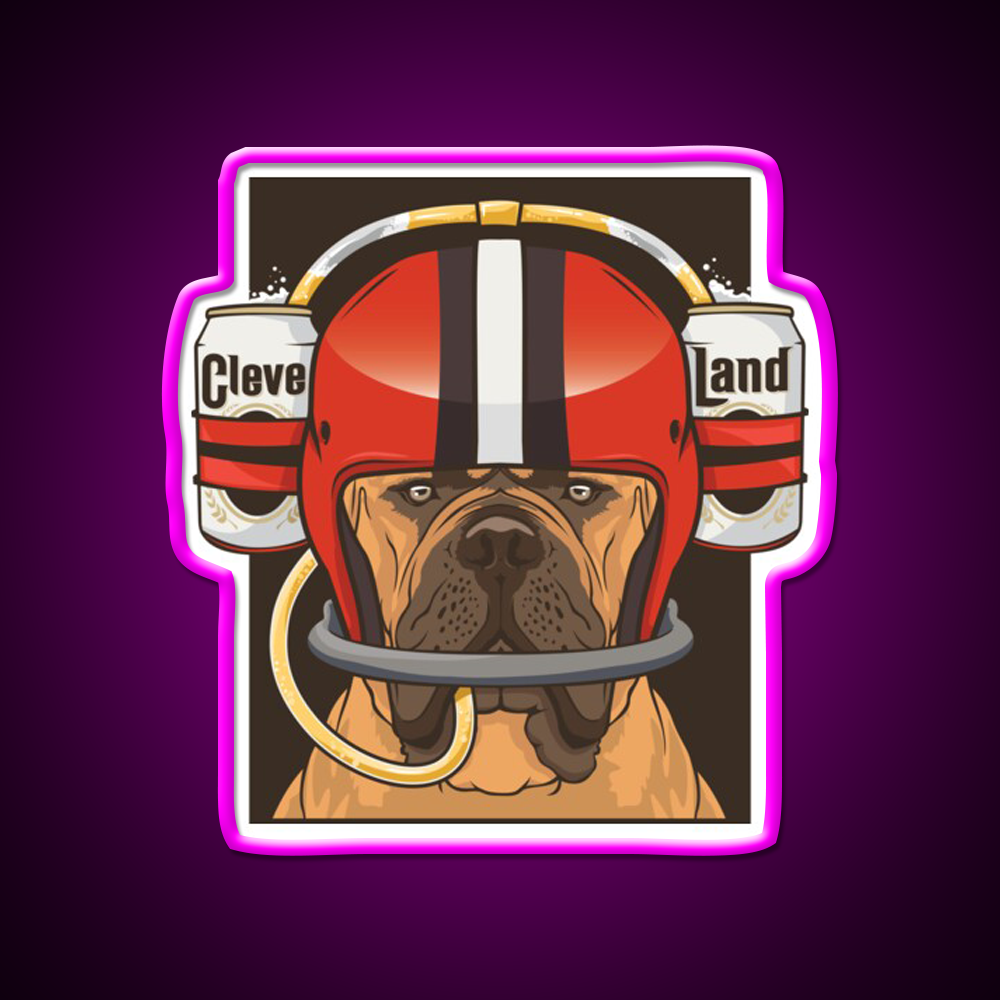 Cleveland Browns Beer Helmet Design Beer Bar Decor Led Neon Sign Rgb Color - Neon sign mounted on wall in room