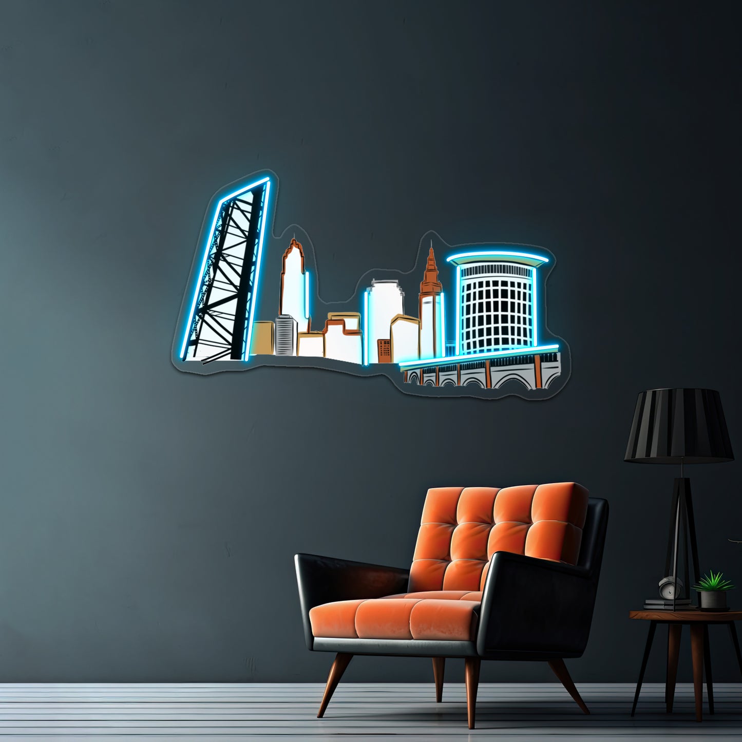 Cleveland The City Skyline Wall Artwork Neon Signs