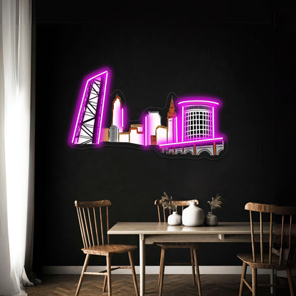 Cleveland The City Skyline Wall Artwork Neon Signs