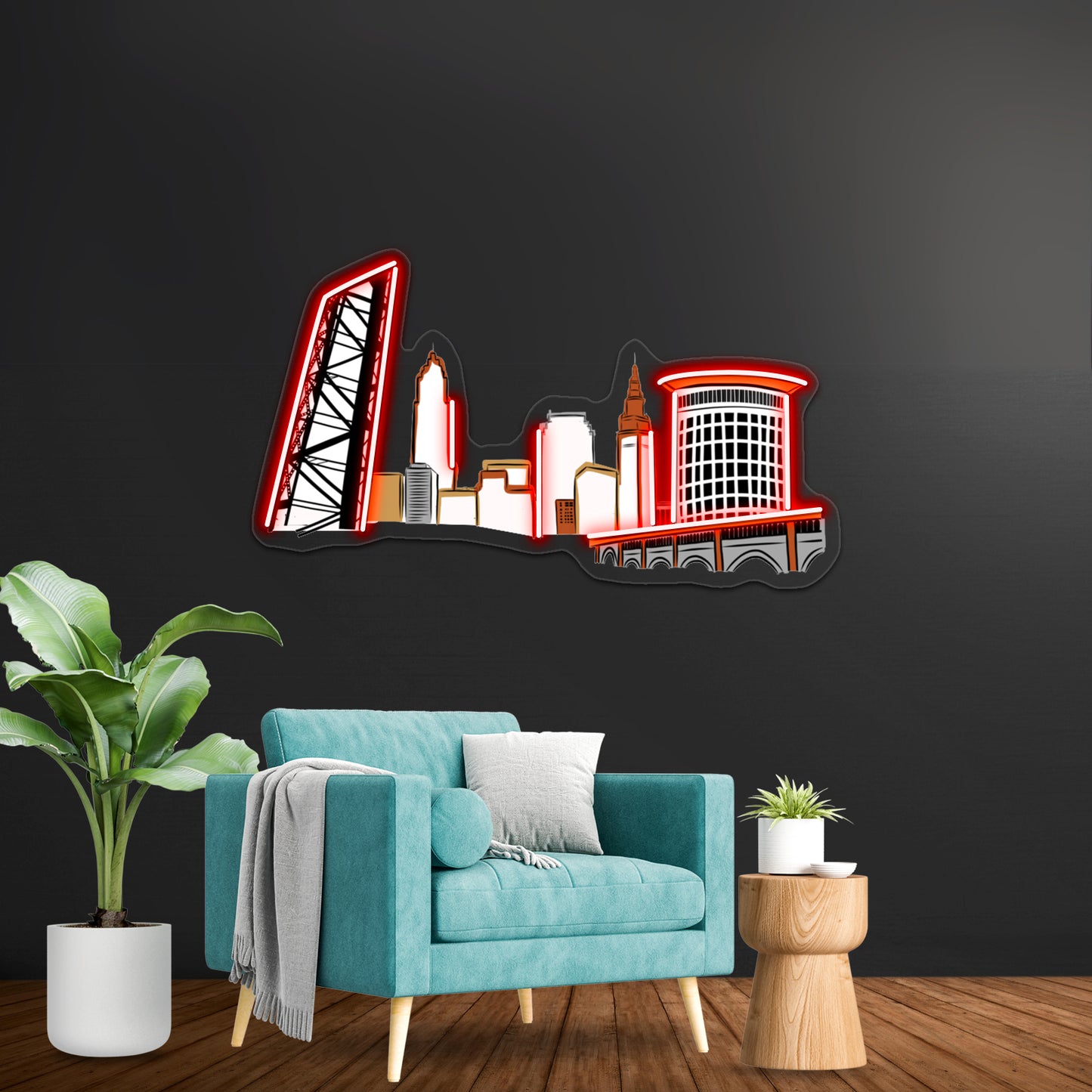 Cleveland The City Skyline Wall Artwork Neon Signs