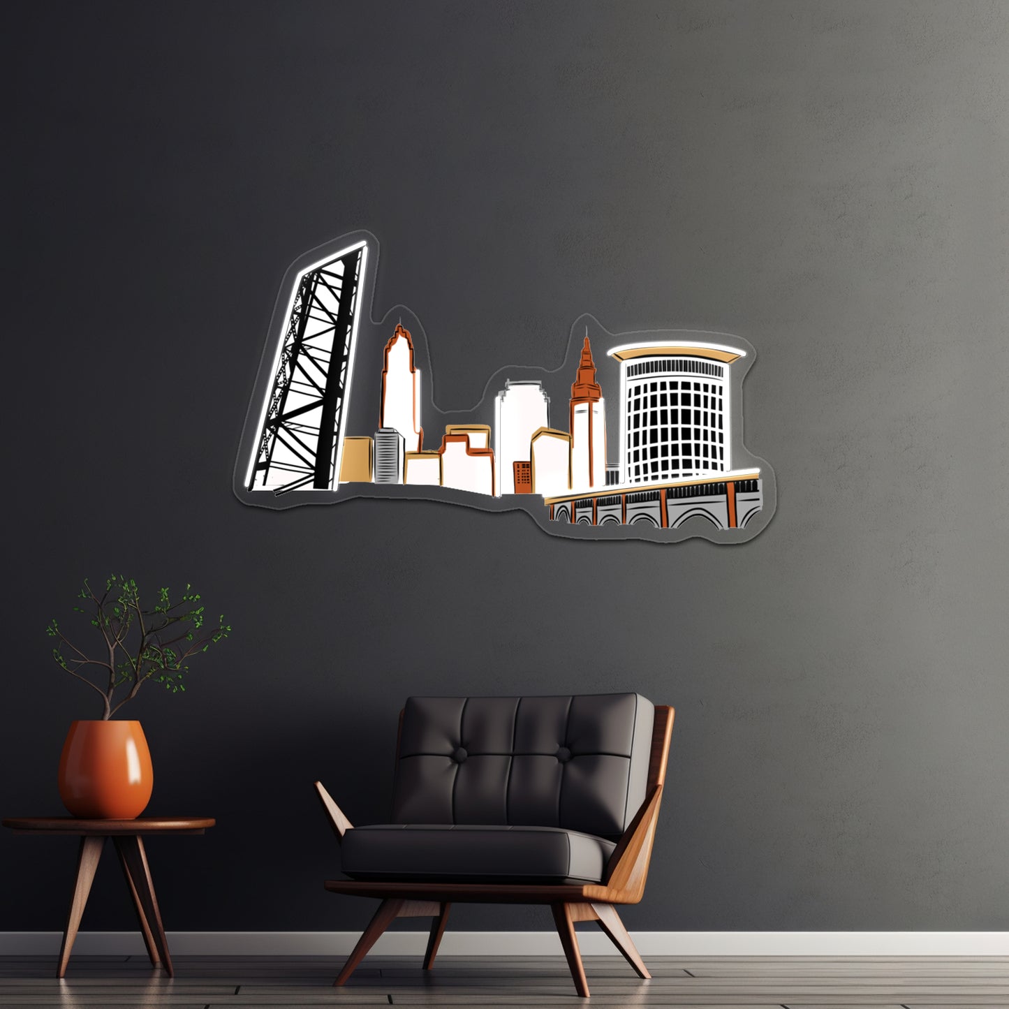 Cleveland The City Skyline Wall Artwork Neon Signs