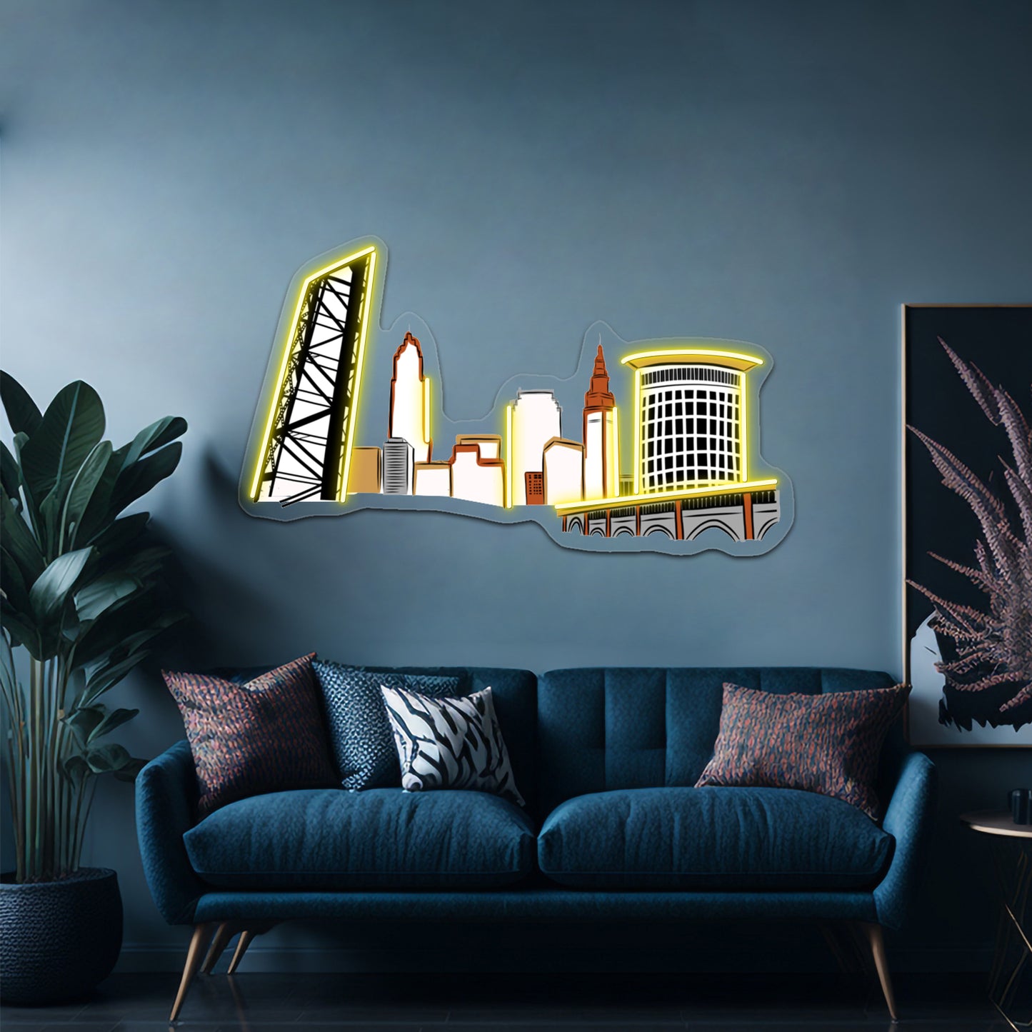 Cleveland The City Skyline Wall Artwork Neon Signs