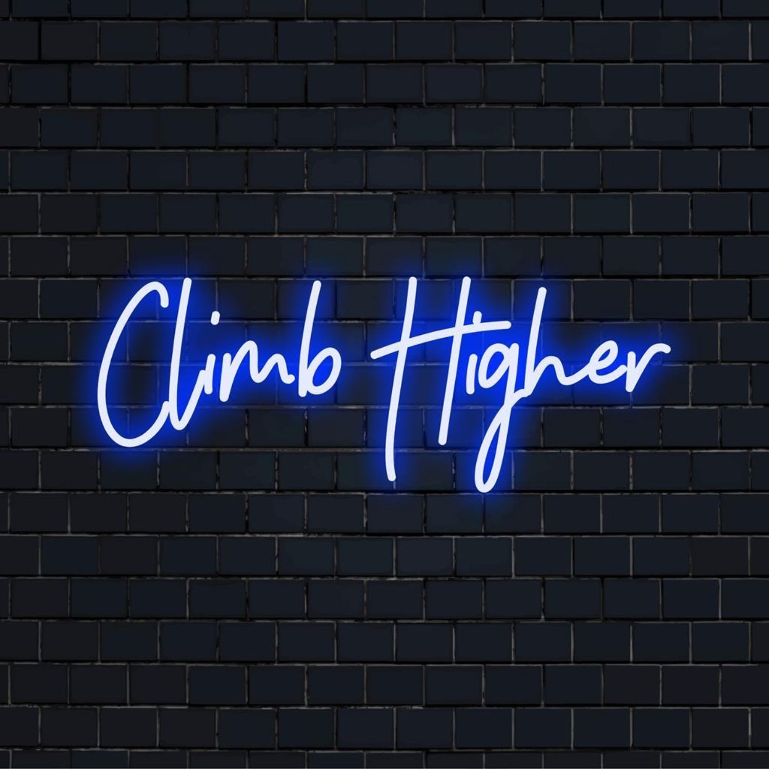 Climb Higher Blue Glow White Led Neon Sign For Gym Studio Wall Art Decor | Shineneon